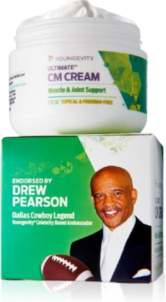 Youngevity Ultimate CM CreamTM - Muskuļu un locītavu dziļi nomierinošs analgētiskais krēms - bez parabēna - Atpakaļ, Kakls, Roku un pēdu sāpes Atbalsts - mentols 1,4% - (2 oz Jar)