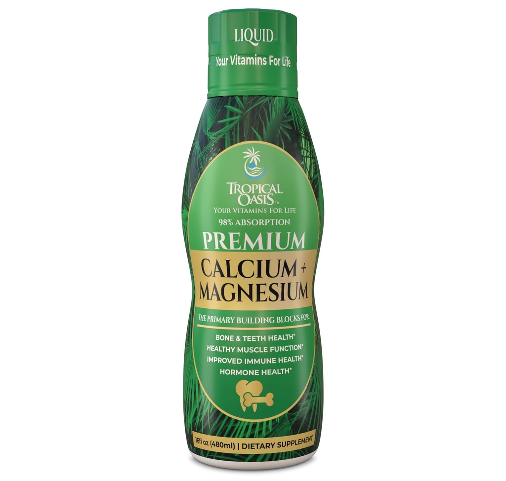 Premium šķidrs kalcija magnija papildinājums ; veicina spēcīgus kaulus un veselus zobus; ; dabīgs šķidrs vitamīns w/Calcium, magnija citrāts, borīns un D3 vitamīns; 98% Max Absorbcija  ; 16oz, 32 Serv