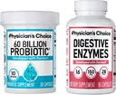 Ārsta CHOICE - Optimāls Gut veselības paka: 60 miljardu probiotikas + Gremošanas enzīmi 90ct gremošanas komfortam un imūnās sistēmas atbalstam