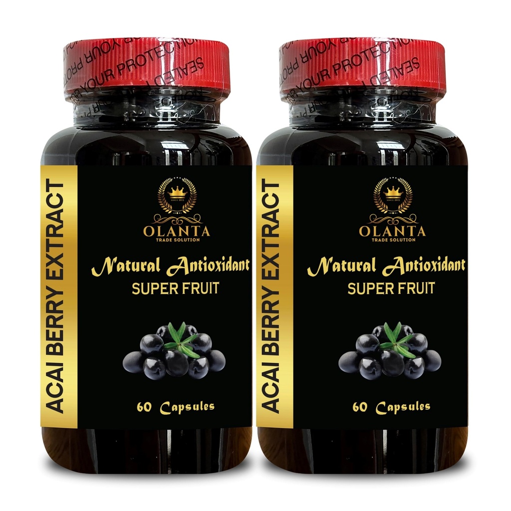 ACAI Berry Extract - acai Berry papildinājums Auglība, Açaí Berry (Euterpe oleracea) Tabletes, Antioksidants-Rich Organic, Fiber Pills - 2 pudeles 120 kapsulas
