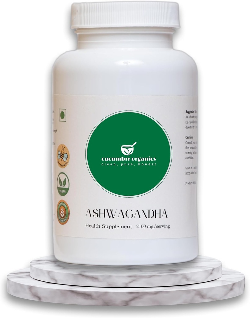 Ashwagandha Saknes ekstrakta papildinājums - 100 kapsulas, 600 mg uz vienu Kalpotāju, Organic, Vegan, Non-GMO, Bez lipekļa, Stress Relief & Imūnsupport