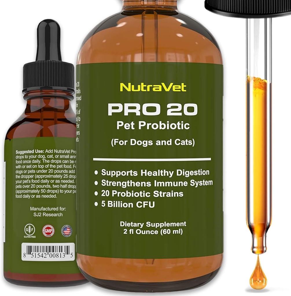 Probiotikas suņiem un kaķu probiotikas - 120 porcijas (1/2ml). 100% dabas Gremošanas enzīmi gāzes atvieglojumu un veselīgu gremošanas. Prebiotikas caur Šķidrums Vitamīni Aizcietējums un noplūde Gut