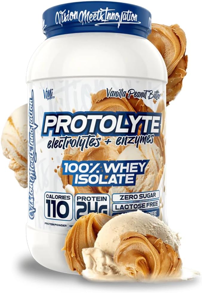 VMI sports ” ProtoLyte sūkalu izolātu olbaltumvielu pulveris ” Zems kaloriju sūkalas svara zudums un muskuļu Gain ” Digestive Enzīmi ” Non-GMO (1,6 mārciņas, Vanilla Peanut sviests)