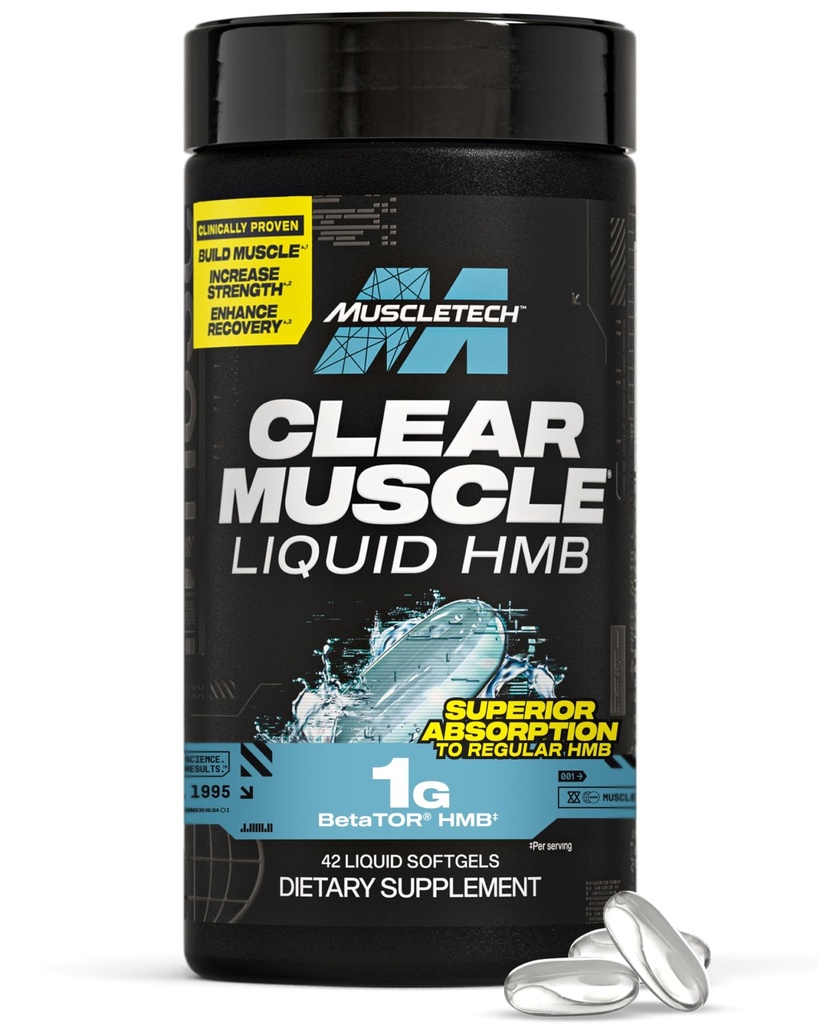 Muscletech HMB papildinājumi 1000mg, Dzidrs Muskuļi (42 Šķidrs Softgels) - Augstākā pakāpe HMB Lean Muskuļi & Recovery-HMB Brīva Acid Muskuļi Papildinājums-Palīdzība Samazināt Muskuļu Sabrukums - Iepakojums May Vary