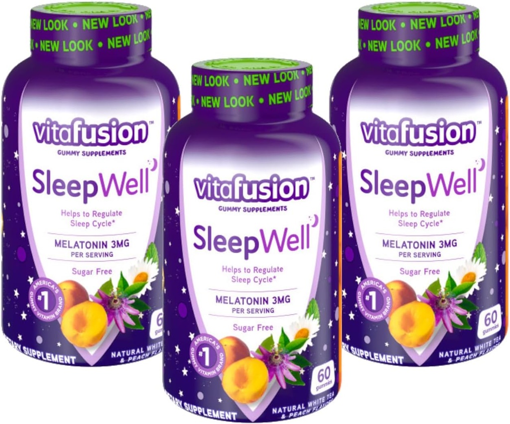 Vitafusion Miega labi Melatonīns Bezcukura, 60 Katrs (3 iepakojumi)