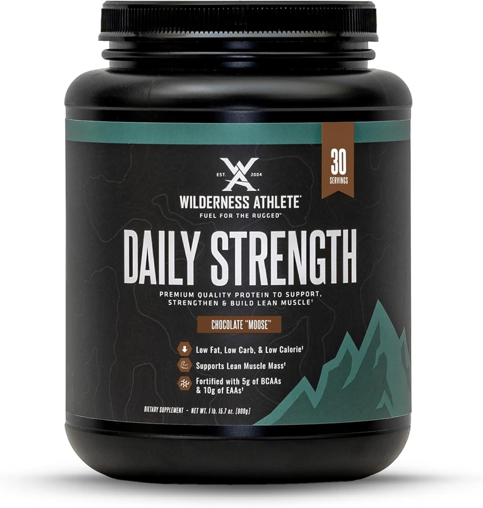 Wilderness Sportists - Daily Strength Premium Olbaltumvielu pulveris sievietēm un vīriešiem - Labākais Olbaltumvielu pulveris Lean Muskuļa - Tīrs Olbaltumvielu Pulveris ar sūkalu Olbaltumvielu Izolāts (šokolāde Moose)