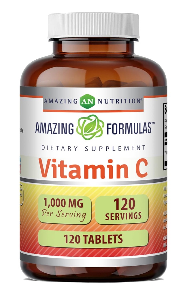 Apbrīnojami Formulas C vitamīns 1000 Mg tabletes Papildinājums ; Ne-GMO; Ne-GMO; Bez lipekļa; Izgatavots ASV (1 iepakojums; 120 Skaits)
