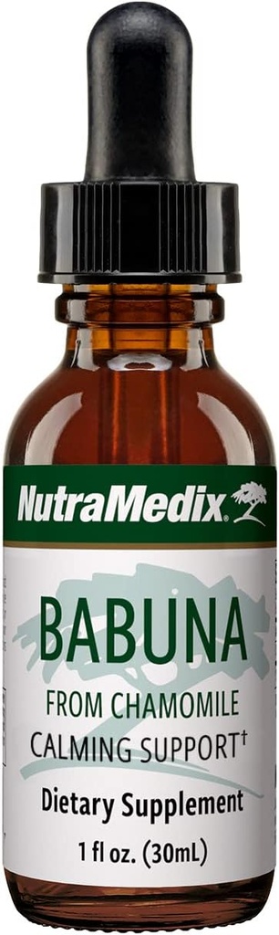 NutraMedix Babuna Calm Pilieni - Kumelīšu ekstrakts optimālai atpūtai un relaksācijas atbalstam - Kaļķošanas papildinājumu var sajaukt ar ūdeni relaksējošai tējai vai dzērienam (1oz / 30ml)