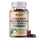 Kalcija magnija cinka Gumijas sievietēm, Košļājamā kalcija papildinājums 1000 mg D3 & K2 vitamīns, kaulu un nervu veselība, muskuļu funkcija, Imūnsupport & Stress Relief, melleņu Flavor, 60 Ct