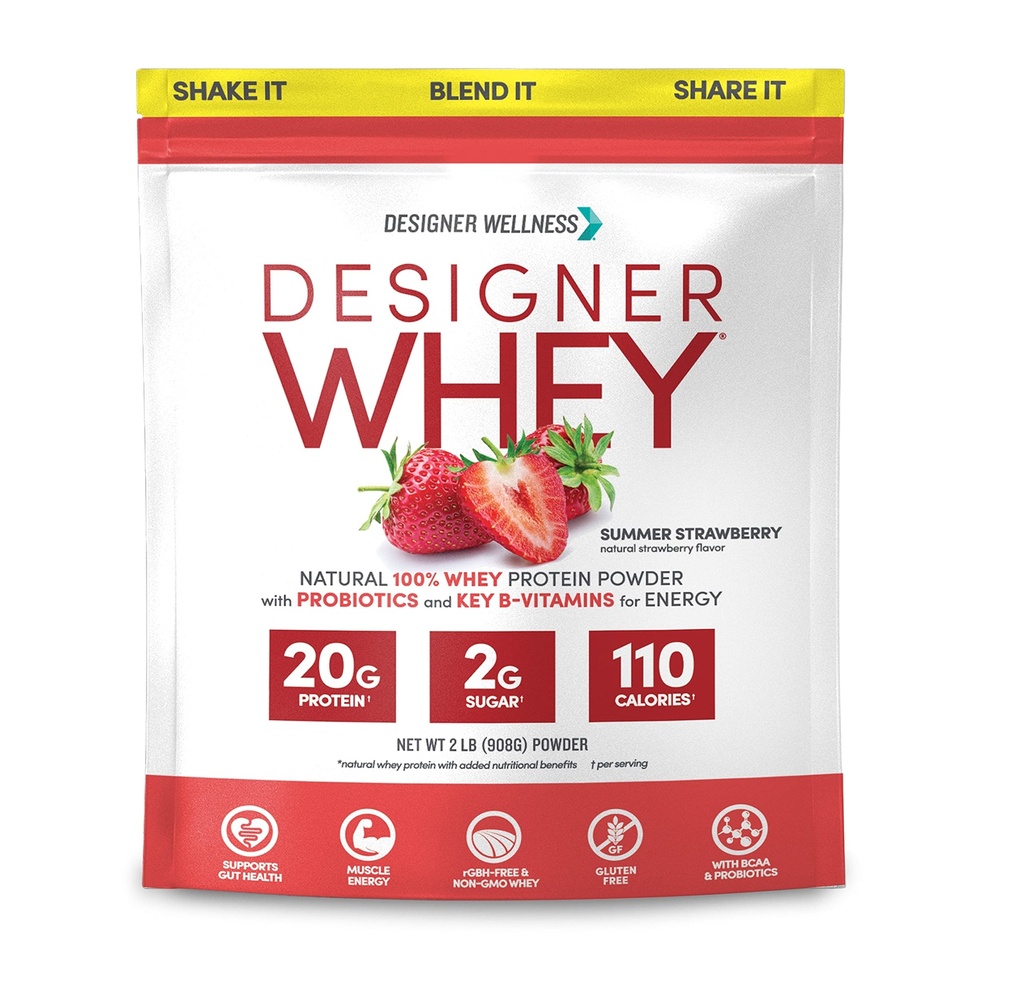 Dizainera labsajūta, Dizainera sūkalu, dabas sūkalu proteīns Pulveris ar probiotikām, Fiber, un Key B Vitamins enerģijai, bez lipekļa, vasaras zemeņu, 2 lb