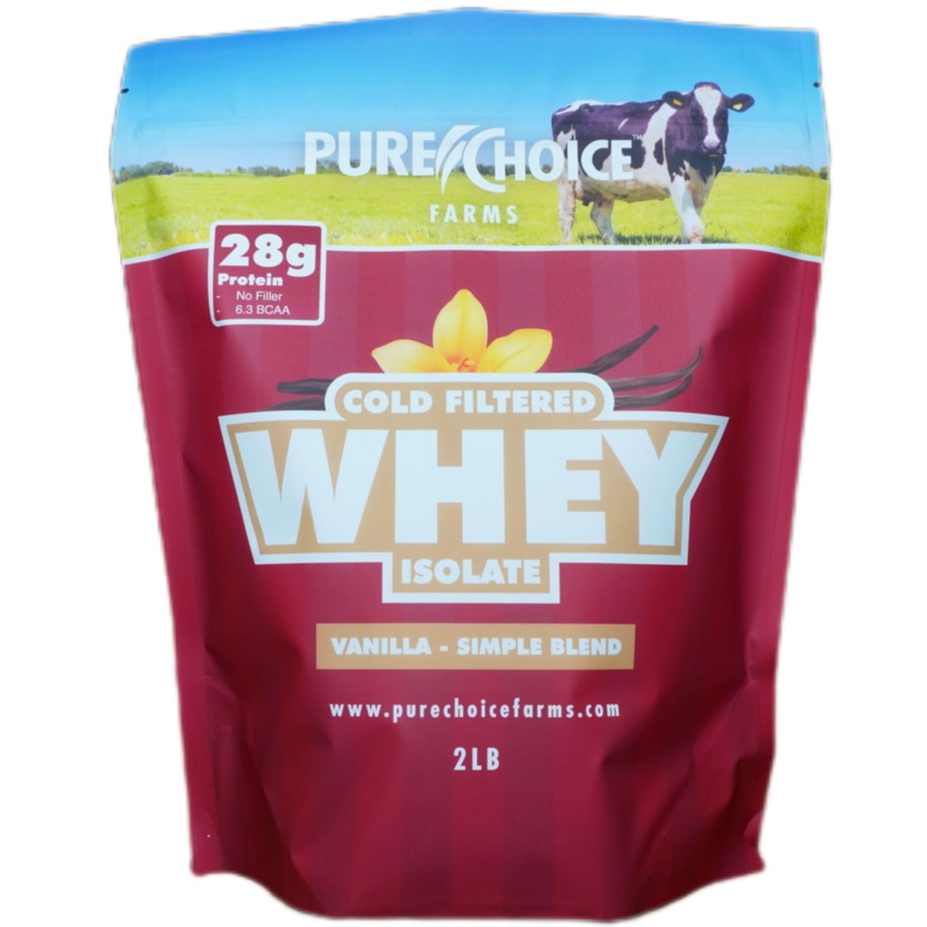 Pure Choice Vanilla Whey Olbaltumvielas Izolāta pulveris, 28g Olbaltumvielas, Nedenaturēts Sūkalas, 3 Sastāvdaļas, Nē Fileri vai Mākslīgie saldinātāji. (Vanilla, 2 lb)