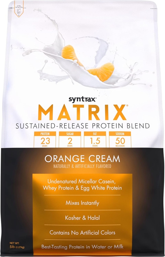 Syntrax Nutrition Matrix - ilgstoša atlaišana Proteīns Blend, Orange Cream, 5 lb.
