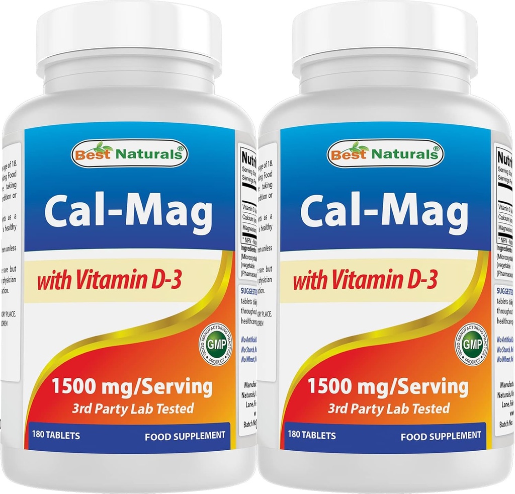Labākā dabas Kalcija Magnijs ar vitamīnu D3 1500mg apkalpo 180 tabletes (180 Skaits (paka no 2))