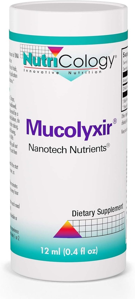 Nutricology Mucolyxir papildinājums - Mucus Klīrenss no lēkmēm, Mūkusu atvieglojums, mikrodevu DNS, savvaļas Klusā okeāna laši, šķidri pilieni - 0,4 Fl Oz