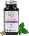 Zen Blend - Stress un trauksme Papildinājums ar Ashwagandha, L-Teanine, Holy Basil, Skullkap, Passionflower & Lemon Balm ; Atbalsts Mood, Focus & Stress Relref ; Vegan & Non-GMO; 60 Kapsulas