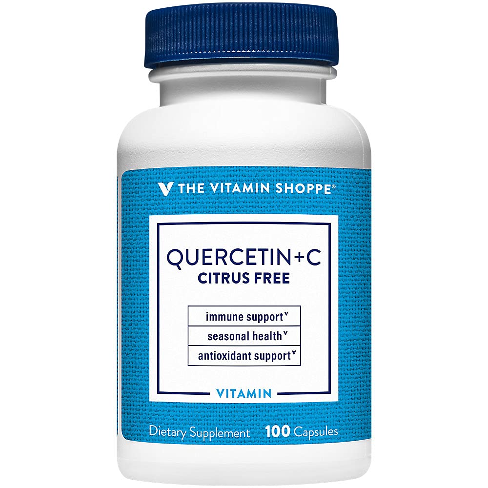 Vitamīnu veikals Quercetin + vitamīns C, bez citrusaugļiem, antioksidants, kas atbalsta veselīgu imūno visām sezonām (100 kapsulas)