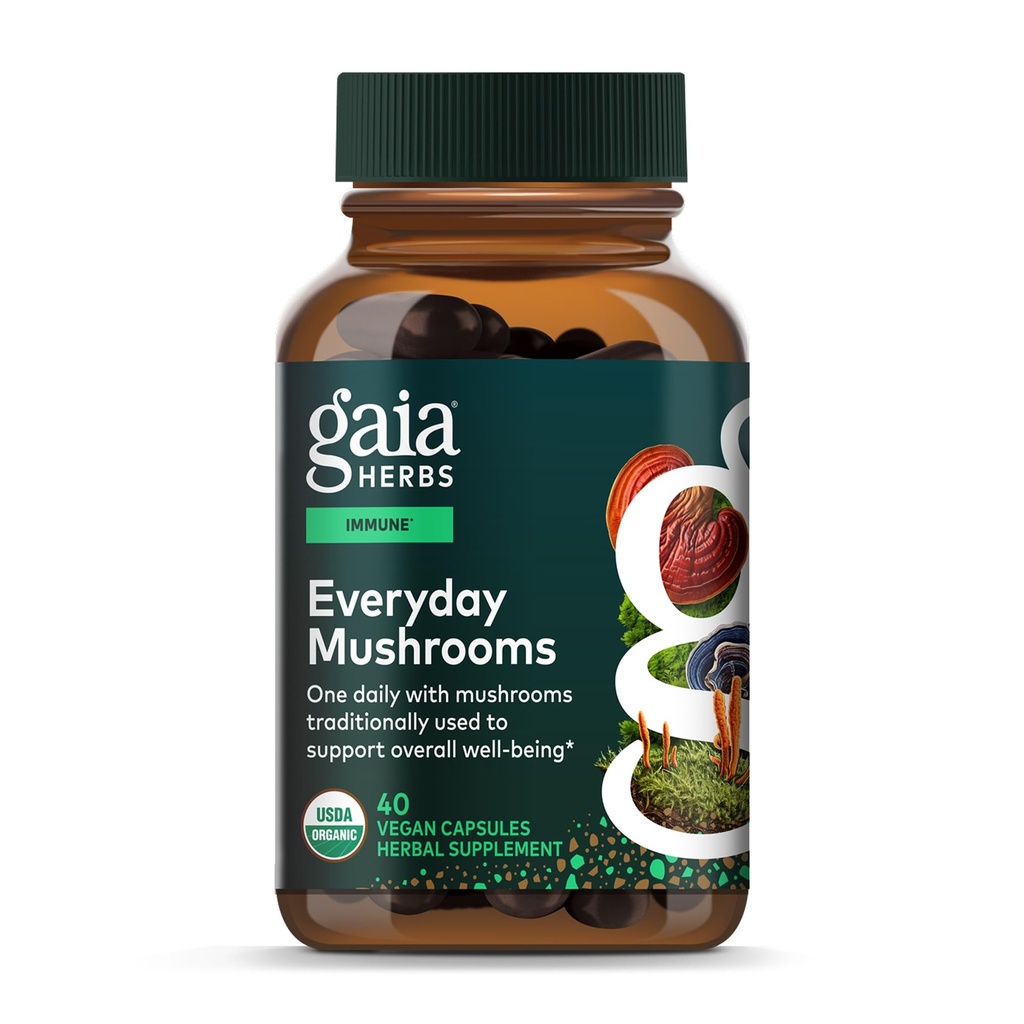 Gaia herbs Imūnās Sēnes Klēpis - Imūnais atbalsts Sēnes Papildinājums Gada Roundas veselībai* - ar Reiši, Cordyceps, Turcija Aste, Shiitake, un Chaga Sēnes - 40 Vegan Kapsulas (40 dienu piegādes)