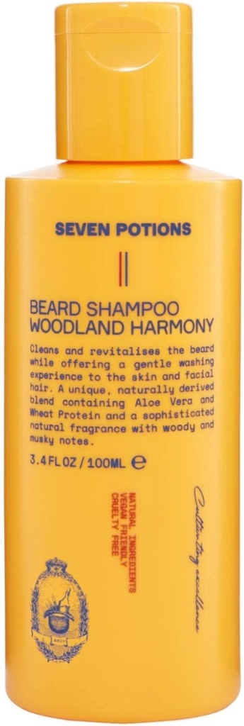 SEVEN POLIONS Beard Shampoo for Men — maiga, tīra Veļa par tīru, bez nieze Bārda — Dabīgs, Vegan, Cruelty-free — (Woodland Harmony, 3.4 Fl Oz)