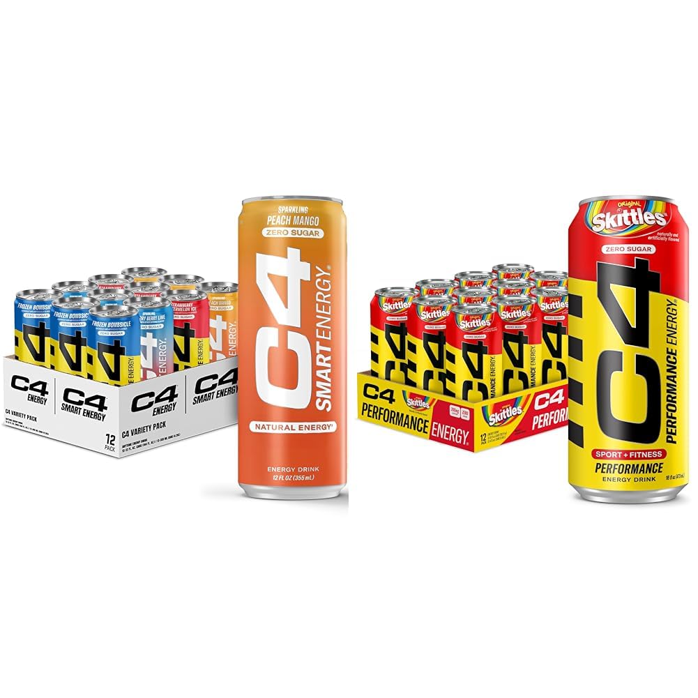 C4 Enerģijas un viedās enerģijas dzērieni Variety Pack, Cukurs Bez Pirms Workout Veiktspējas Dzēriens & C4 Enerģijas Dzēriens, Šķirotavas, Karbonēts Cukurs Bez Pirms Workout Veiktspējas Dzēriens