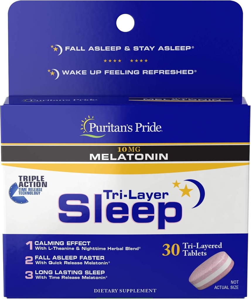 Puritan's Pride Tri-Layered Miega Tabletes, 30 Skaits