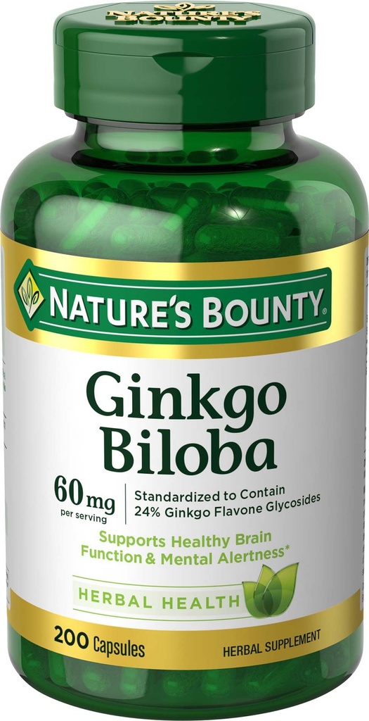 Nature's Bounty Ginkgo Biloba Capsule 60 Mg, 200 Count