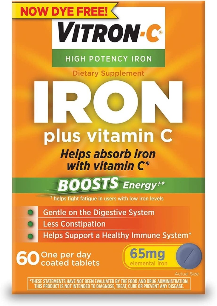 Vitron-C augstas tīrības pakāpes dzelzs piedevas ar 125 mg C vitamīna, 60 vienību iepakojumā 2