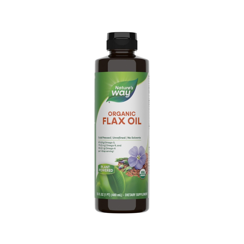 Dabas ceļš Organiskā Linu eļļa, USDA Certified Organic, Omega-3, 6, 9, Auksti presēta, 16 Fl Oz (iepakojums May Vary)