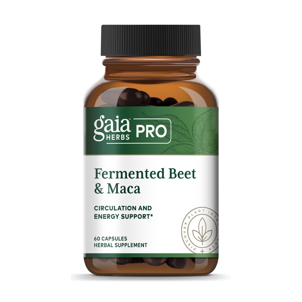 GAIA HERBS PRO Fermented Beet & Maca - Veselīgas enerģijas un cirkulācijas atbalsta papildinājums* - Nieru veselības papildinājums ar bitēm un burkānu sakni - Vegan, bez lipekļa, bez sojas - 60 kapsulas (30 Servē)