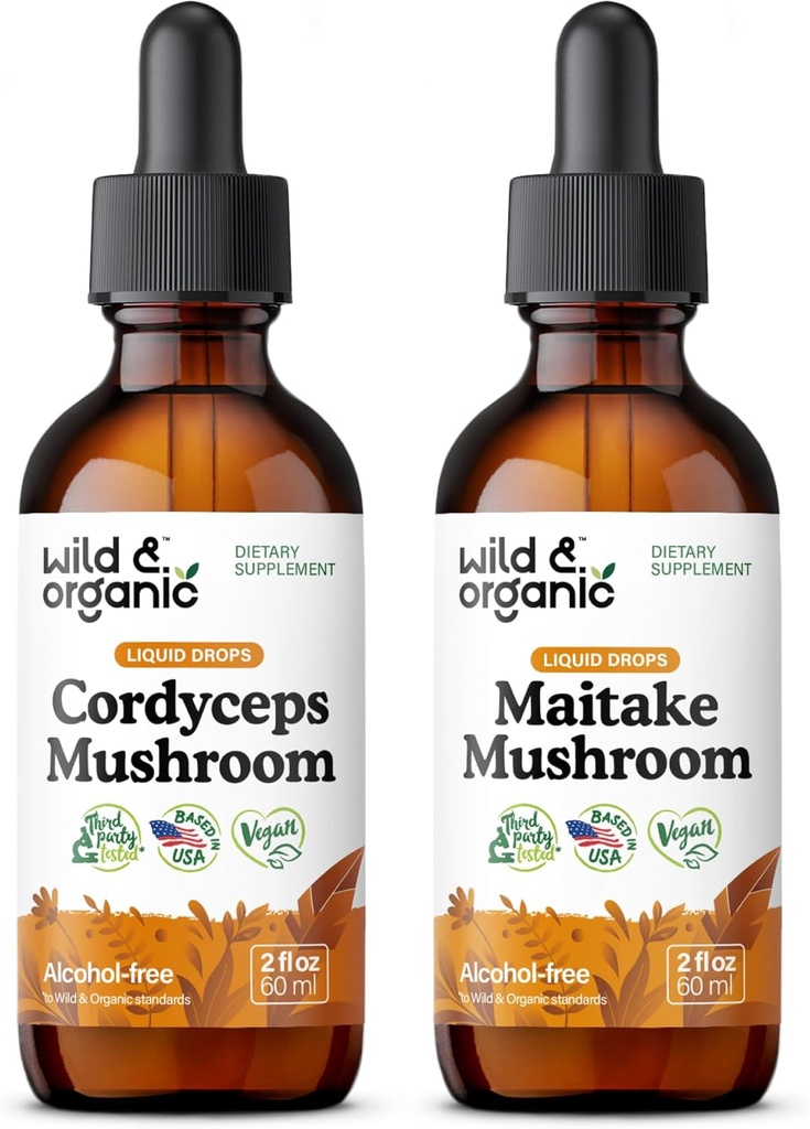 Savvaļas un bioloģiskie kodicepsi Sēnes Tincture 2 fl oz & Maitake Sēnes Tincture 2 fl oz