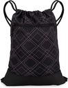 Drawstring Gym Bag sievietēm ; Izturīgs vieglais Gym Cinch Mugursomas ar grafikas dizainu; Great for the Gym and Sports; Melns/Rose - ģeometrisks