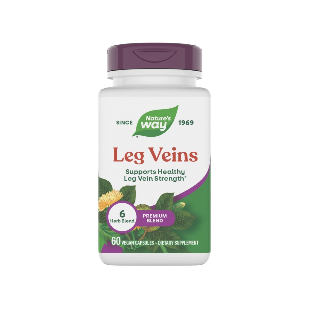Dabas ceļš Kāju Veins, Atbalsta Veselīgs Kāju Veins Stiprums*, 6-Herb Blend, Zirgu Kastveida ekstrakta un Dandelion Papildinājums, Gluten Free, 60 Vegan Kapsulas (iepakojums May Vary)