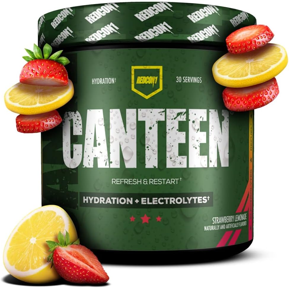 REDCON1 Ēdnīcu hidratācija + Elektrolīti, zemeņu citronāde - Elektrolītu dzēriens Pulveris ar B vitamīni + Minerālvielas reģenerācijai - Kokosriekstu ūdens pulveris un hialuronskābe hidratācijai (30 Kalpo)