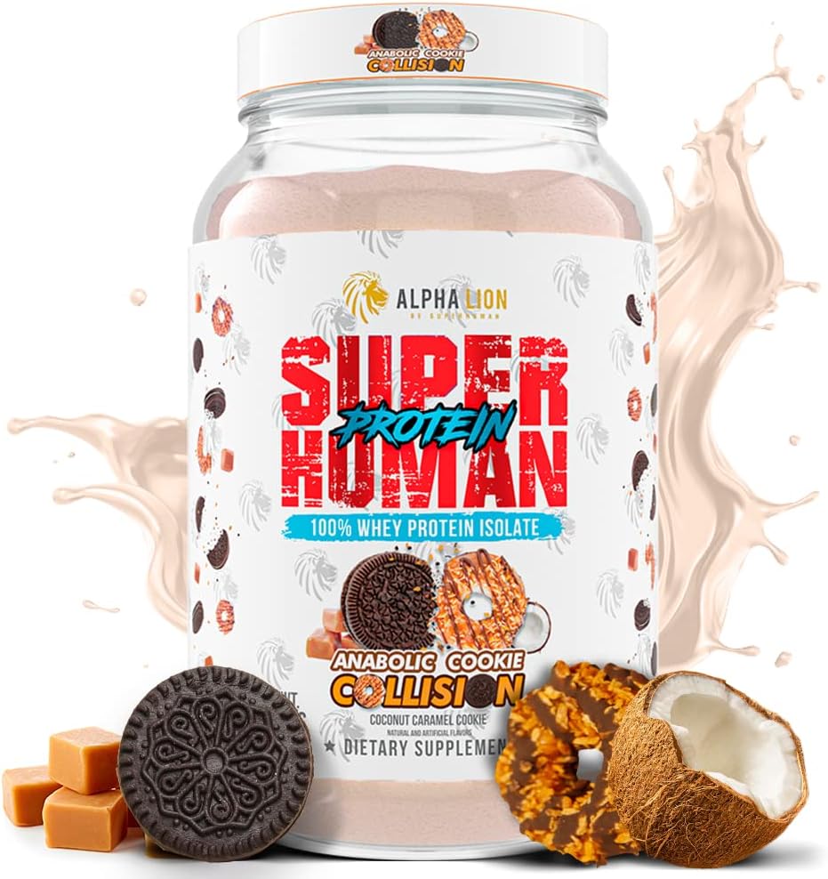 ALPHA LION Superhuman Sūkalu Olbaltumvielu pulveris, Great Tasting Pure Sūkalu Olbaltumvielu Izolāts, Zems Karbs, Zems Cukurs, Nav Bloat Post Workout, Muskuļu atveseļošana un augšana (28 Servē, Sīkdatņu Sadursme)