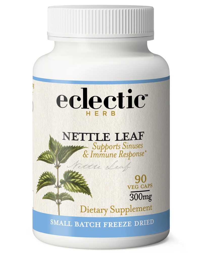 Eclectic Herb - Raw Freeze Žāvētas Nattle Leaf kapsulas ; Supports Sinuses + Imūnā atbildes reakcija ; Dabiskā Herbal Papildinājums 