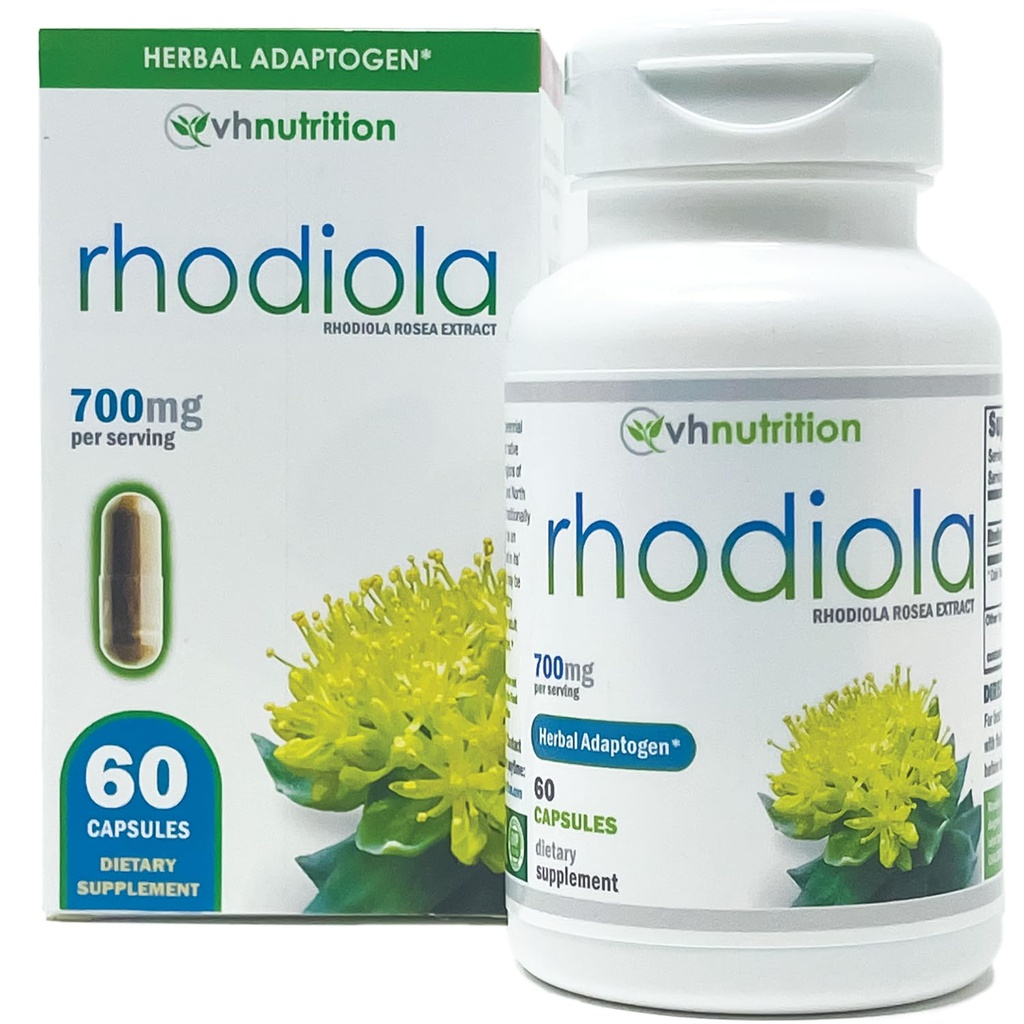 VH Nutrition RHODIOLA - Rhodiola Rosea Papildinājums - 3% Salidrozīdi Standartizēts ekstrakts - 60 Viegli uzvelkamas kapsulas
