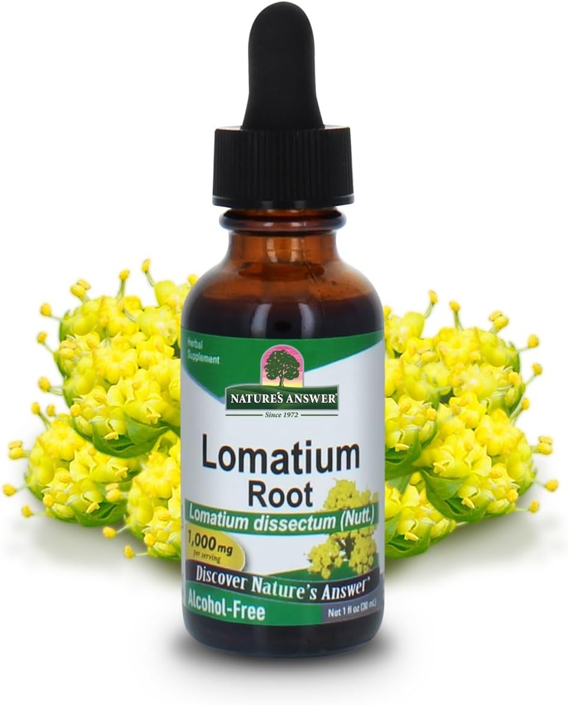 Dabas atbilde Lomatium Saknes ekstrakts Lomatium Dissectum - Dabīgs augu papildinājums - glutēns Alkohols-free - Ideāls Immunity Vispārējā veselības labsajūta – 500mg (1 FL Oz)