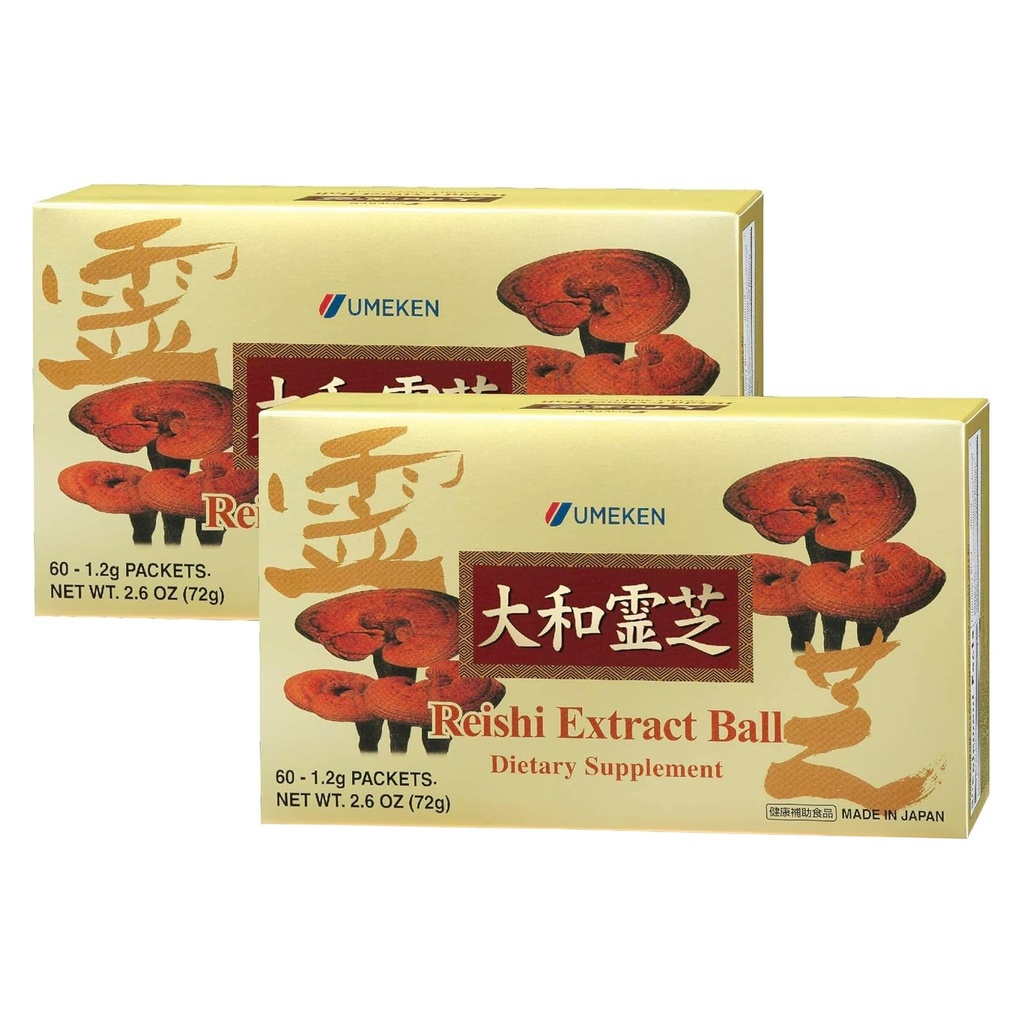 Umeken Reishi Sēņu ekstrakta Balles, Koncentrētas, Japāņu Reishi Sēņu Papildinājums ar Beta Glucan, Koncentrēts bumbu Formāts, 4 Mēnešu Piedāvājums, 60 Paketes, Iepakojums pa 2