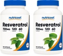 Nutricost Resveratrol 700mg; 120 Dārzeņu kapsulas - 50% Trans-Resveratrol (2 pudeles)