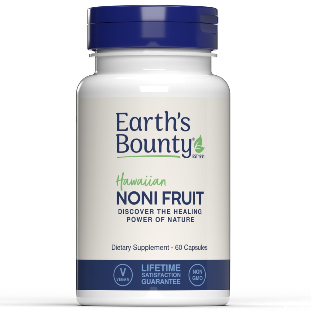 Zemes Bounty Hawaiian Noni Fruit Kapsulas - 60 Veggie Caps - Veselīga Imūnsistēma & Kopīga veselība Atbalsts - 100% Dabīga un tīra Noni - Veģetārietis