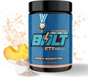 6AM palaist Bolt - Pre Workout Pulveris Instant Enerģijas Boost Cardio un Focus - Nav džitri, High Energy Conditioning Formula - Visas dabas, Keto, Vegan (Peach Sensation)