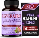 Resveratrol 9-in-1 Formula - ar piena dadži, kurkuma, melnie pipari Non-GMO, bez lipekļa, bez sojas