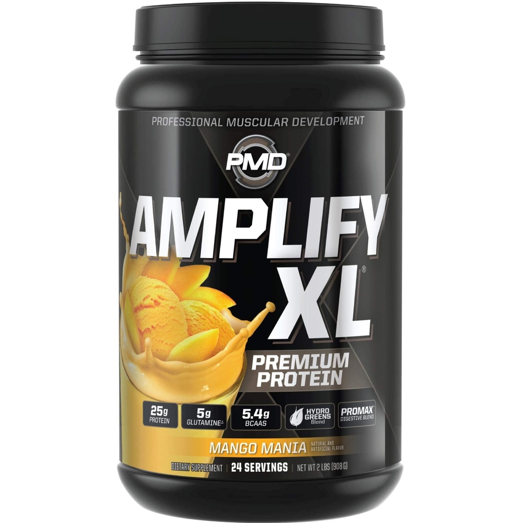PMD Sports Pastiprināt XL Premium sūkalu proteīns papildinājums Hidro Greens Blend - Glutamīns un sūkalu proteīns Matrix ar Superfood muskuļu, stipruma un reģenerācijas - Mango mānija (24 Kalpo)