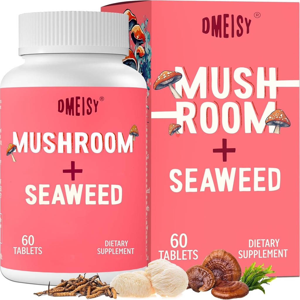 Sēņu komplekss zem mēles, 18-in-1 Sēņu papildinājums, Lauvas Mane, Reishi, Turcija Taile & More - Smadzeņu piedevas atmiņai un fokusam, Atmiņas bagātinātāji, Enerģija, Mood, Immunity, 60 tabletes