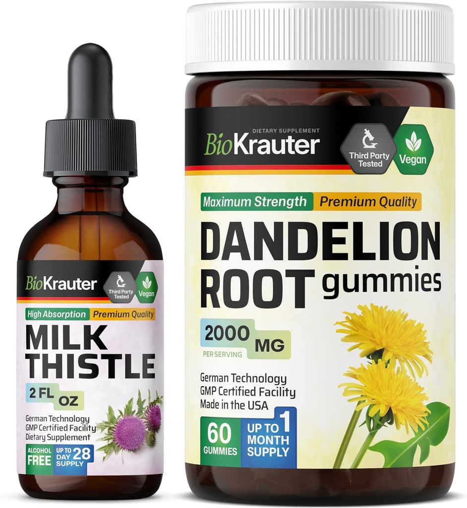 BIO KRATER Tinktūra 2 Fl. Oz. un Dandelion 60 Gummies