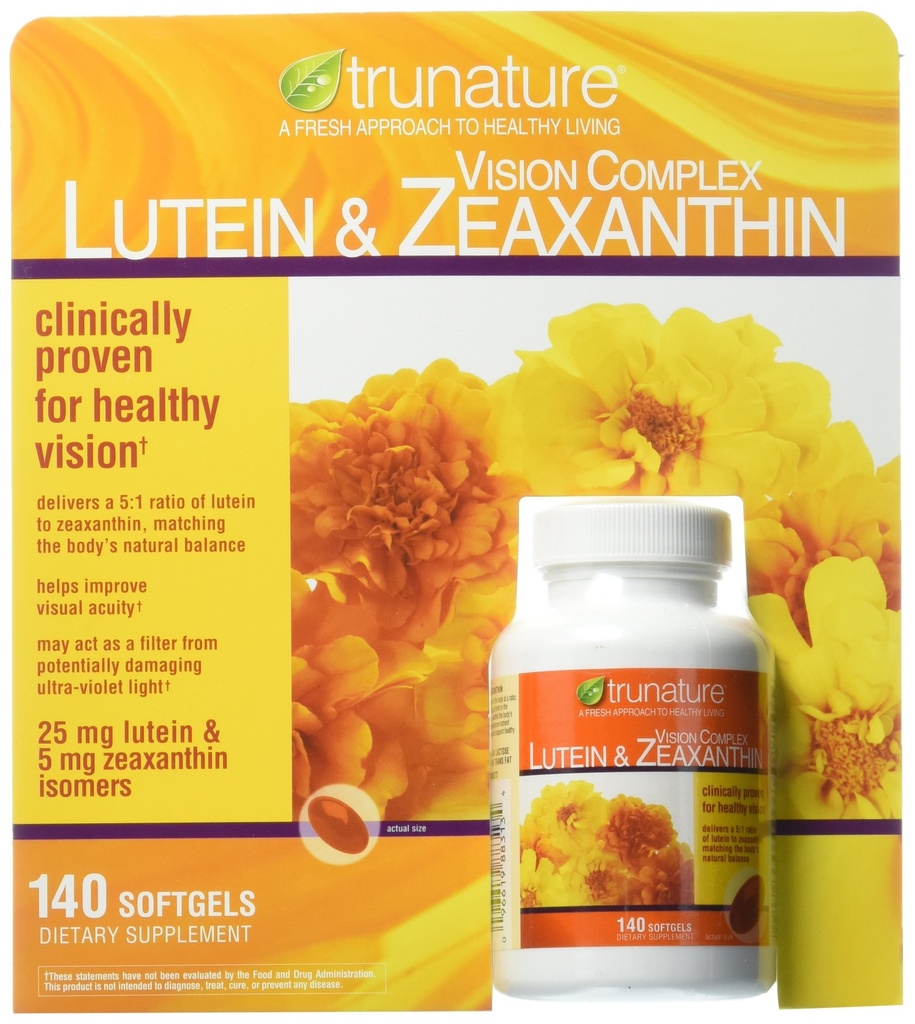 TruNature Vision Softgels Complex Lutein un Zeaxanthin pielikums, 140 grāfs