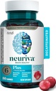 NEURIVA Plus smadzeņu papildinājums atmiņai, fokusam un koncentrācijai + kognitīvā funkcija ar vitamīniem B6 & B12 un klīniski pārbaudītiem nootropiem Fosfatidilserīns un neirofaktors,50ct zemeņu Gumijas