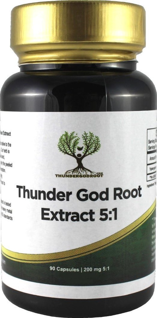 Thunder God Vine Root 5:1 Papildinājums – Tripterygium Wilfordii Herbal Papildinājums – 200mg Kapsulas ar Lei Gong Teng ekstraktu – Thunder God Vine Extract ar Triptolīdu – 90 kapsulas