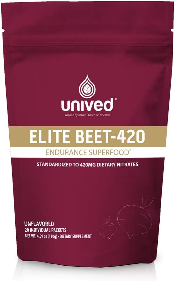 Unived Elite Beet-420 -- Bietes ekstrakts standartizēts līdz 6.5% Diētiskā Nitrāta, 420mg Nitrāta Per Kalpošana -- Izturība Superfood sportistiem -- Vegan, kofeīns-free, Pre-Workout - 20 Servisi