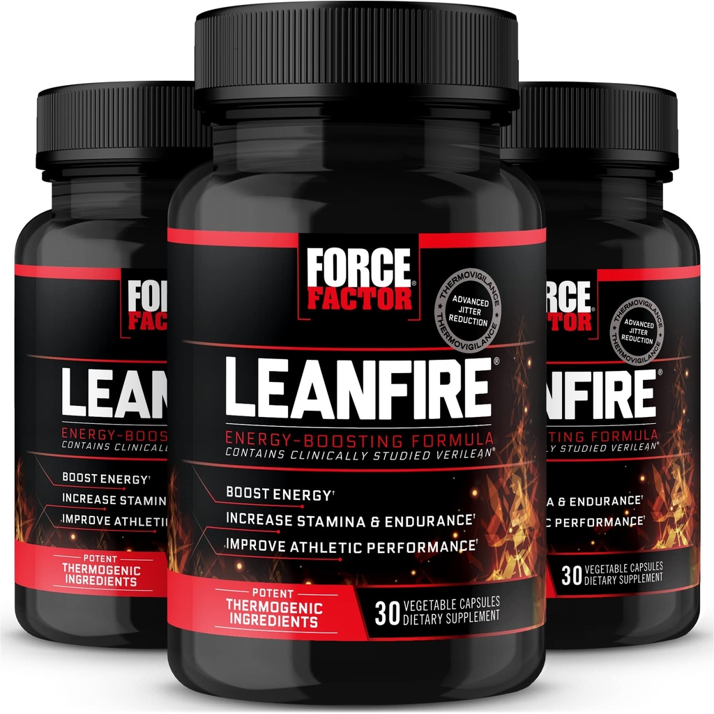 FORCE FACTOR LeanFire, 3 iepakojums, pirms Workout enerģijas tabletes ar zaļo tēju ekstraktu un kofeīns, lai palielinātu enerģiju, Build Lean Muskuļa, uzlabot sportisko veiktspēju, un uzlabot Focus, 90 kapsulas