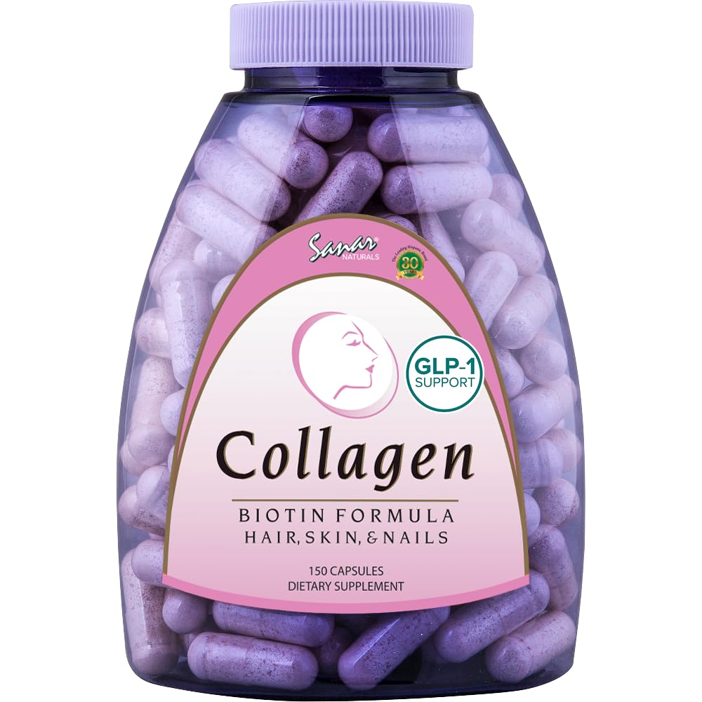 Sanar Naturals kolagēna tabletes ar biotīnu, vitamīns C - Atbalsta veselīgu matu, ādas un nagu - Boost matu augšanu un spēcīgas nagus - kolagēna biotīna papildinājums, 150 kapsulas